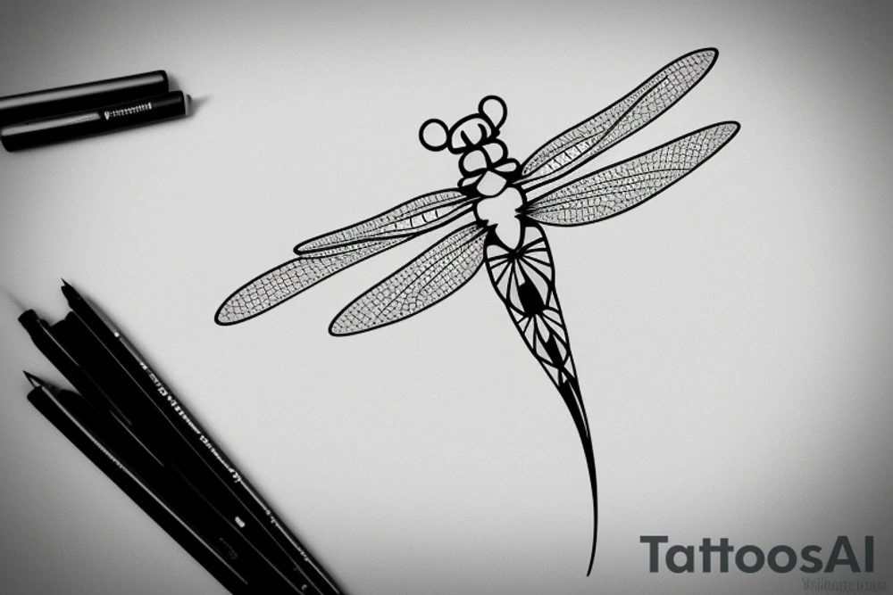 fineline dragonfly small thin lines  minimalism tattoo idea