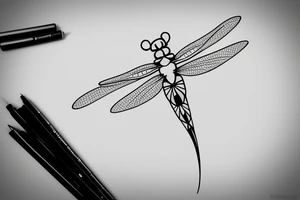 fineline dragonfly small thin lines  minimalism tattoo idea