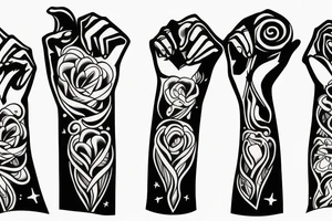 Family of three sunset holding hands tattoo idea