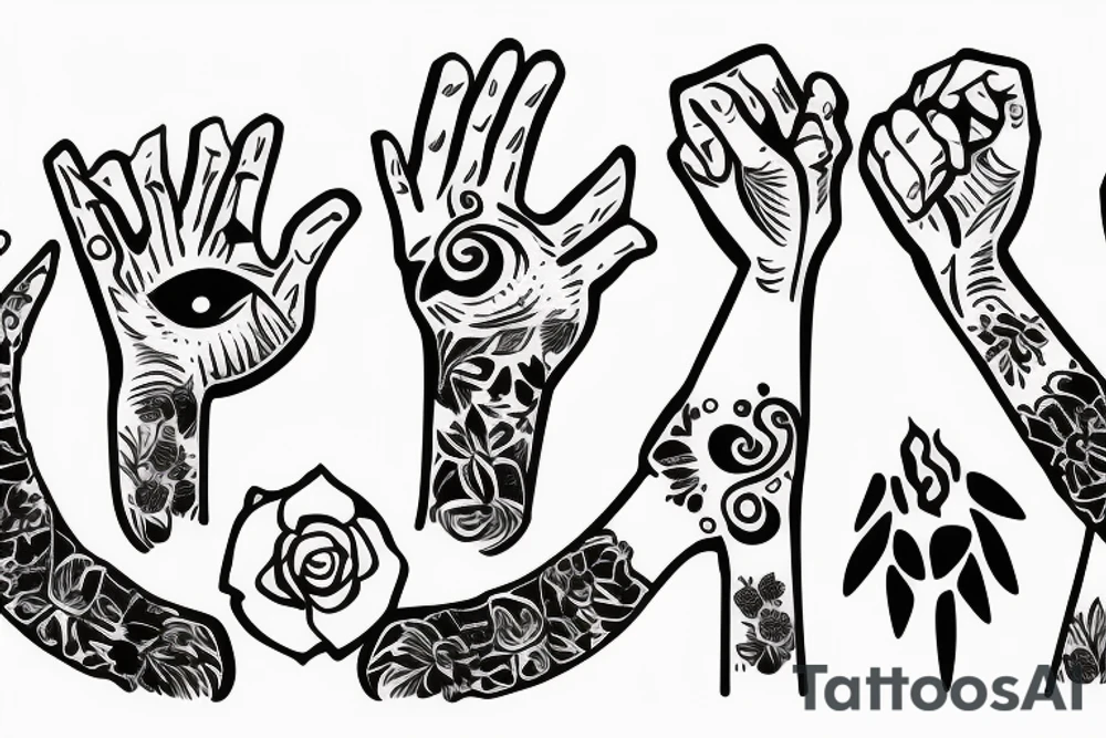 Family of three sunset holding hands tattoo idea