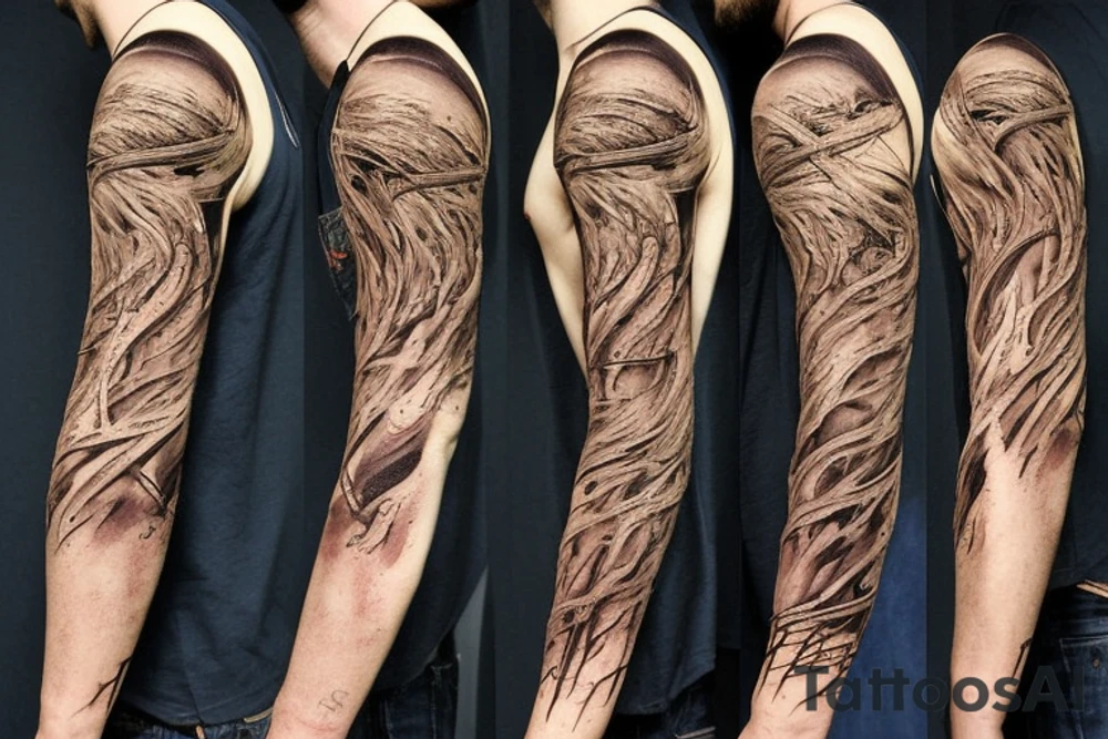 roots under ripped flesh tattoo idea