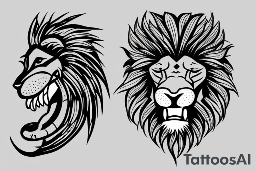 Lion with a snake in its mouth tattoo idea