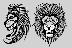 Lion with a snake in its mouth tattoo idea