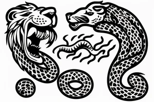 Lion with a snake in its mouth tattoo idea