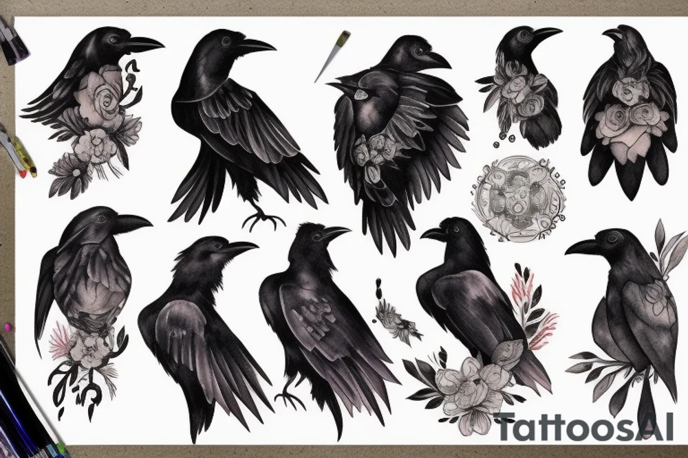 Spanish girl with one raven tattoo idea