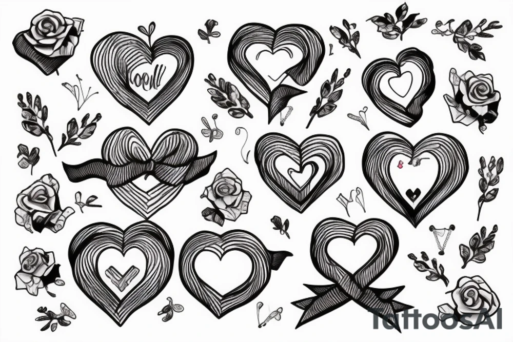 heart with ribbon that has the name jena and blabbed wire and roses tattoo idea