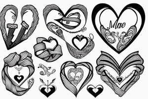 heart with ribbon that has the name jena and barbbed wire tattoo idea