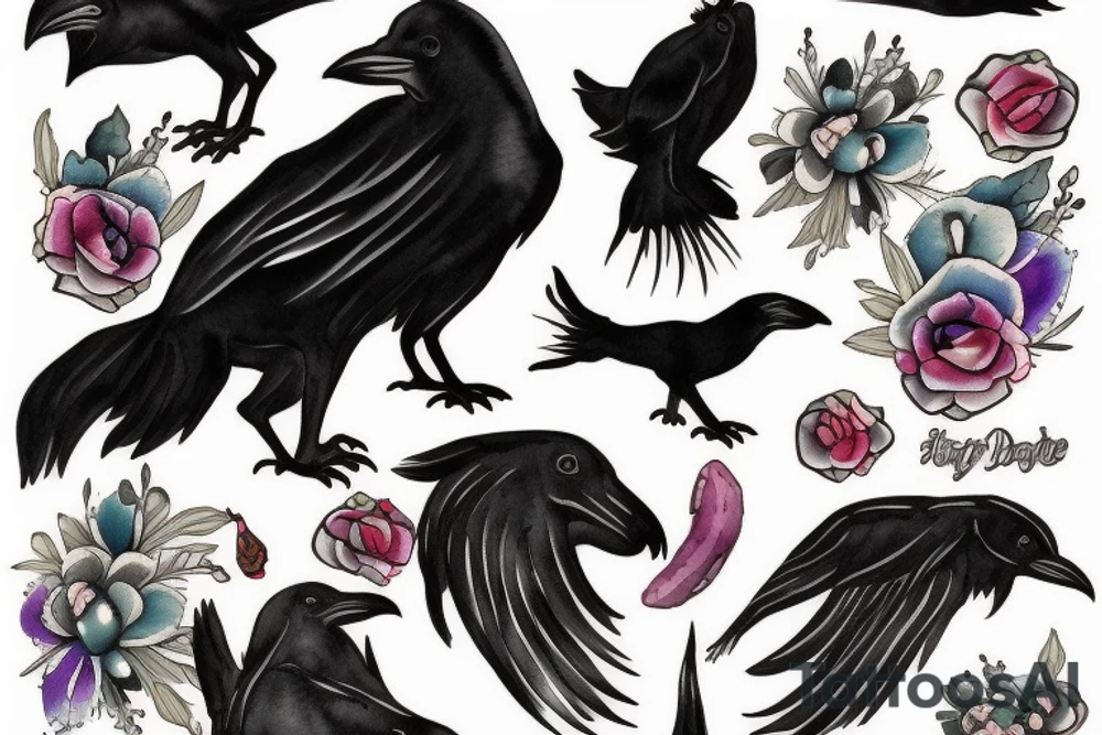 black dog with raven tattoo idea