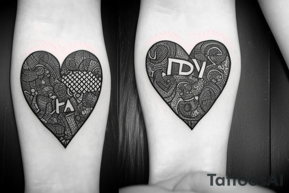Upside down heart with letter A inside tattoo idea Upside down heart with letter A inside tattoo idea