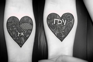 Upside down heart with letter A inside tattoo idea