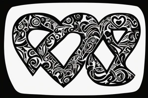 upside down heart with letter a in it tattoo idea