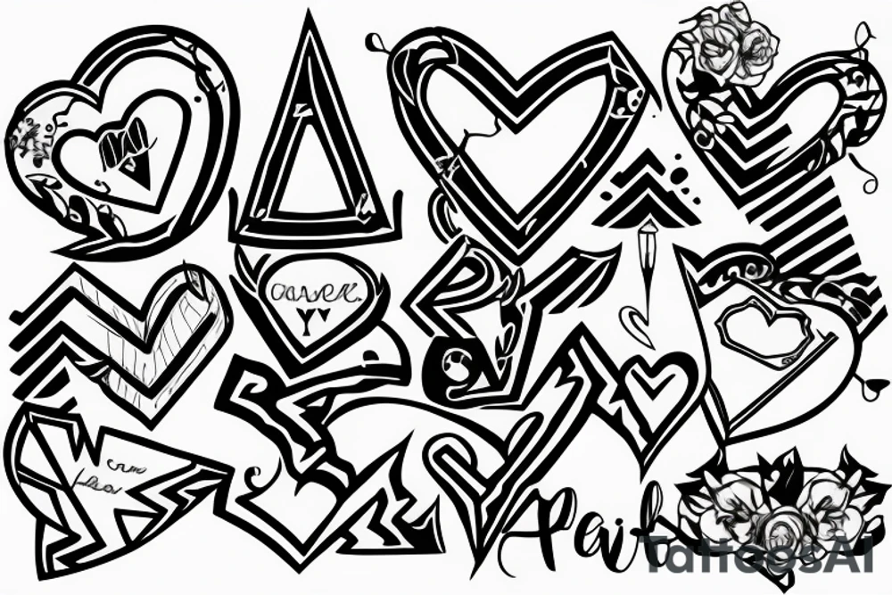 upside down heart + letter A tattoo idea