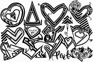 upside down heart + letter A tattoo idea