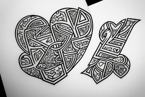 upside down heart + letter A tattoo idea