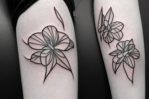 Realistic Arabian jasmine flower with uneven petals and  few leaves tattoo idea