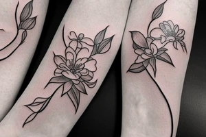 Realistic Arabian jasmine flower with uneven petals and  few leaves tattoo idea