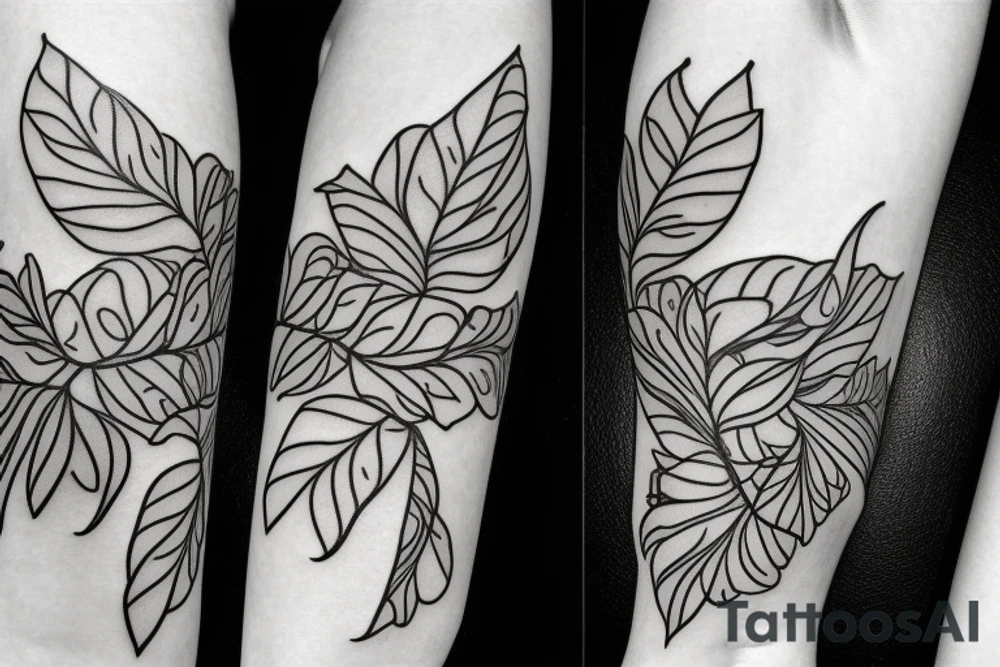 Realistic Arabian jasmine flower with uneven petals and  few leaves tattoo idea