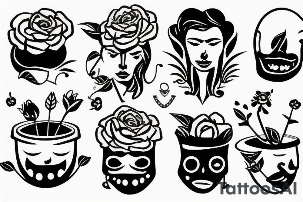 flowerpot with face tattoo idea