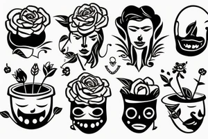 flowerpot with face tattoo idea