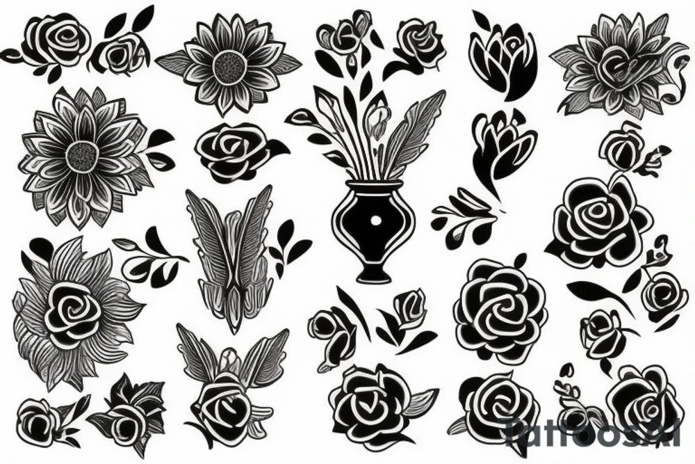 vase with flowers tattoo idea
