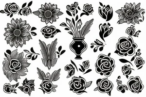 vase with flowers tattoo idea