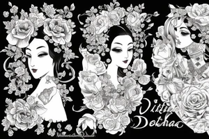 Two daughters named Viktoria and Kalina, victorian style tattoo idea