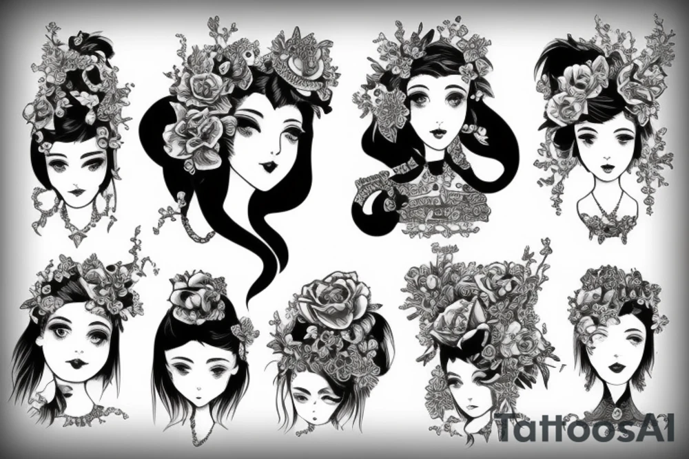 Two daughters named Viktoria and Kalina, victorian style tattoo idea
