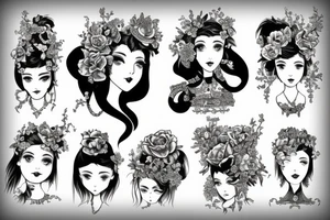 Two daughters named Viktoria and Kalina, victorian style tattoo idea