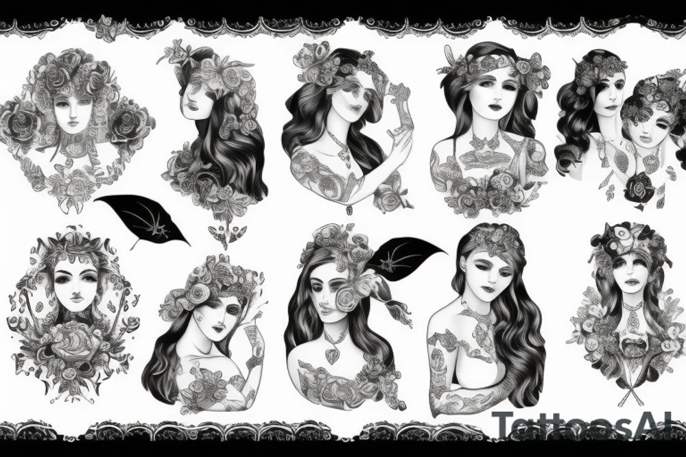 Two daughters named Viktoria and Kalina, victorian style tattoo idea