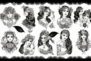 Two daughters named Viktoria and Kalina, victorian style tattoo idea