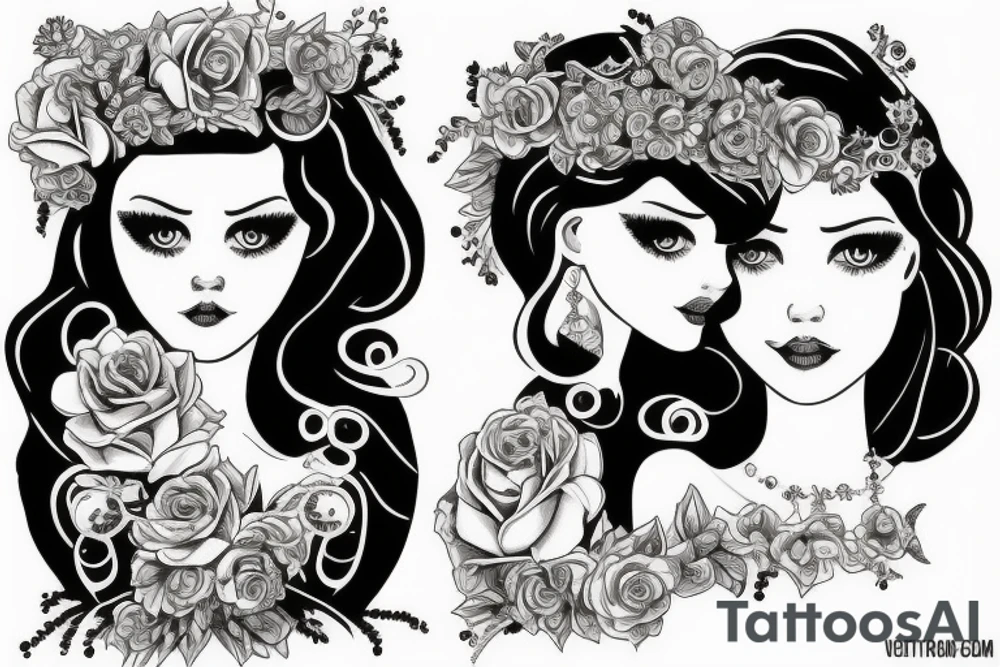 Two daughters named Viktoria and Kalina, sleeve, royalty tattoo idea