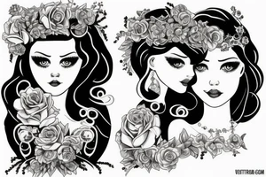 Two daughters named Viktoria and Kalina, sleeve, royalty tattoo idea