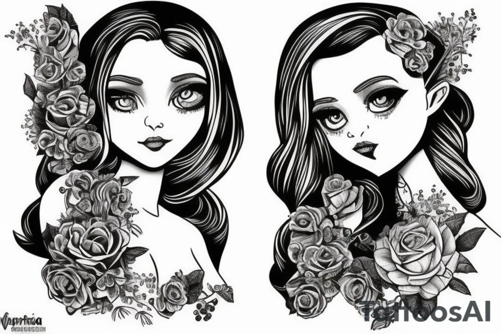 Two daughters named Viktoria and Kalina, sleeve, royalty tattoo idea