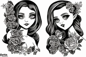 Two daughters named Viktoria and Kalina, sleeve, royalty tattoo idea