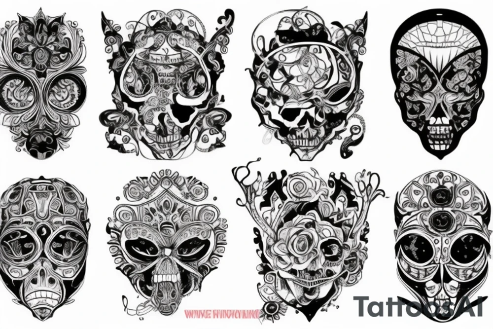 Девушка, череп, автомат калашникова tattoo idea