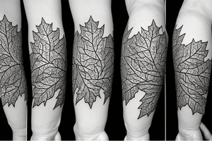 Maple leaf in the form of a peace symbol covered in vines of Ivy. tattoo idea