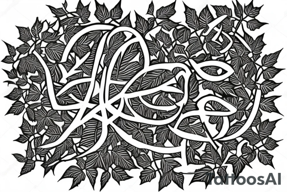 Maple leaf in the form of a peace symbol covered in vines of Ivy. tattoo idea