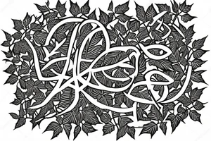 Maple leaf in the form of a peace symbol covered in vines of Ivy. tattoo idea