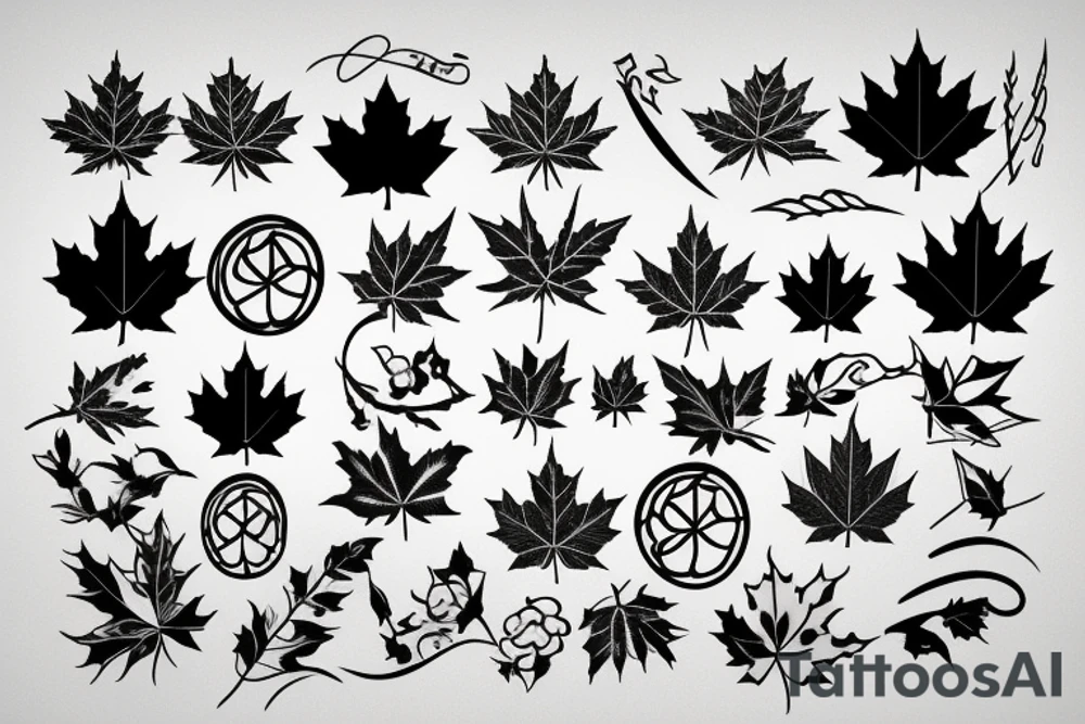 Maple leaf in the form of a peace symbol tattoo idea