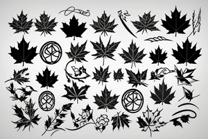 Maple leaf in the form of a peace symbol tattoo idea