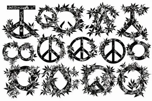 peace symbol covered in vines of Ivy. tattoo idea
