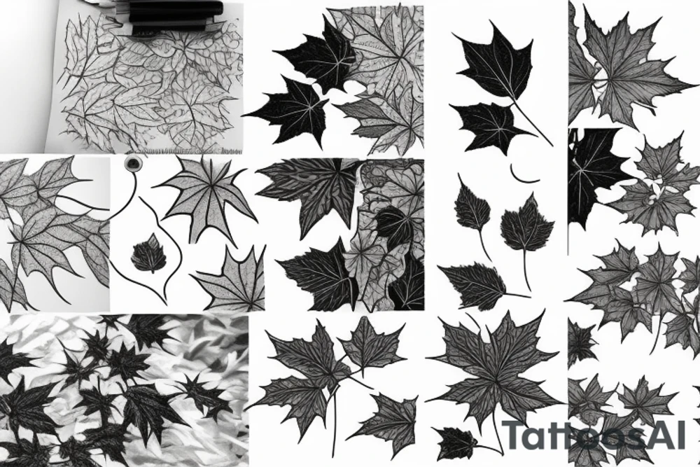 Ivy and Maple leaves tattoo idea