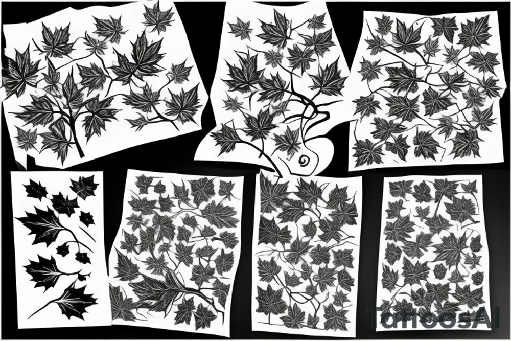 Ivy and Maple leaves tattoo idea