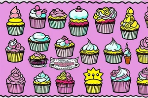 Cupcake in Simpsons style with pink frosting tattoo idea