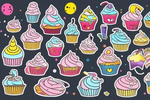 Cupcake in old school with colorful
 frosting tattoo idea