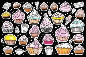 Cupcake in old school with colorful
 frosting tattoo idea