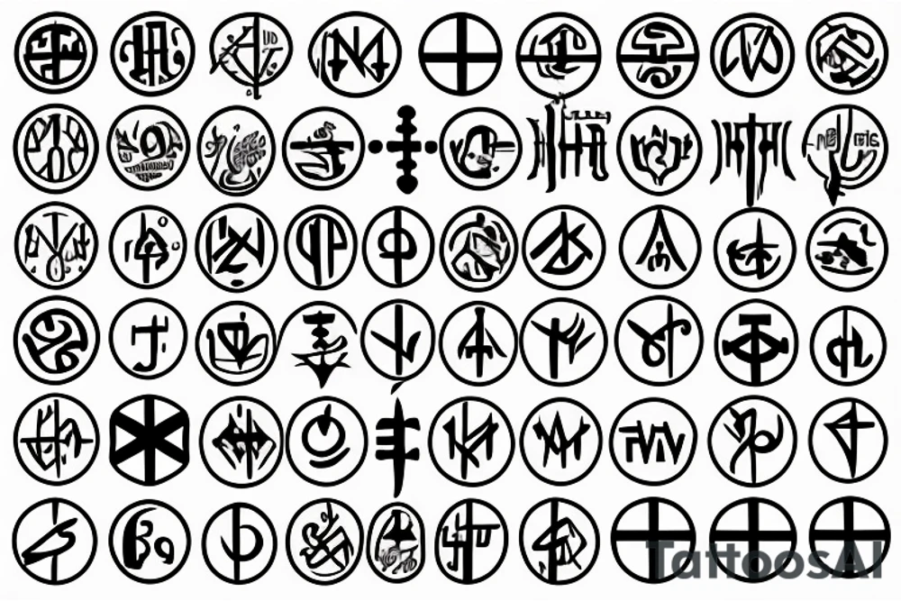 Nurse runes in a line that made of a crown tattoo idea