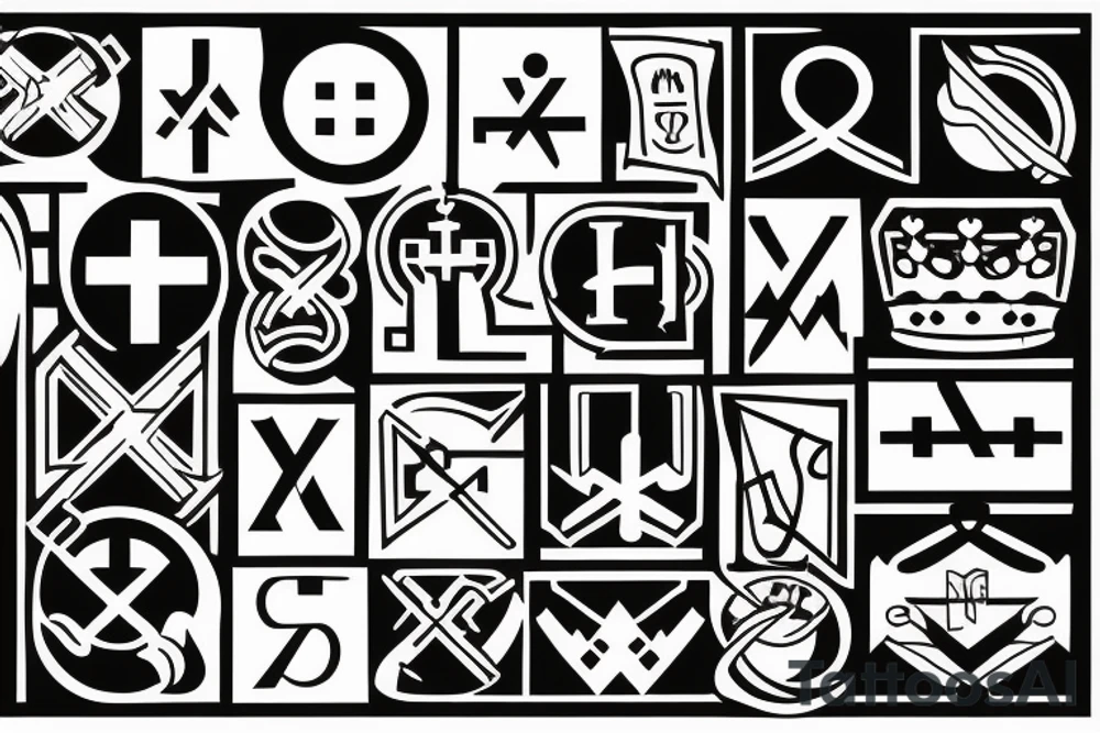 Nurse runes in a line that made of a crown tattoo idea
