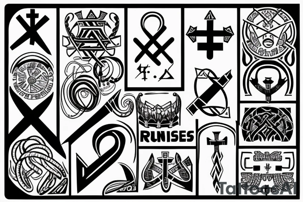 Nurse runes in a line that made of a crown tattoo idea