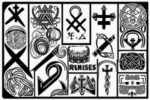 Nurse runes in a line that made of a crown tattoo idea